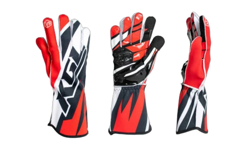KGL Phantom Grip Red Black White Sim Racing Gloves by Simdid