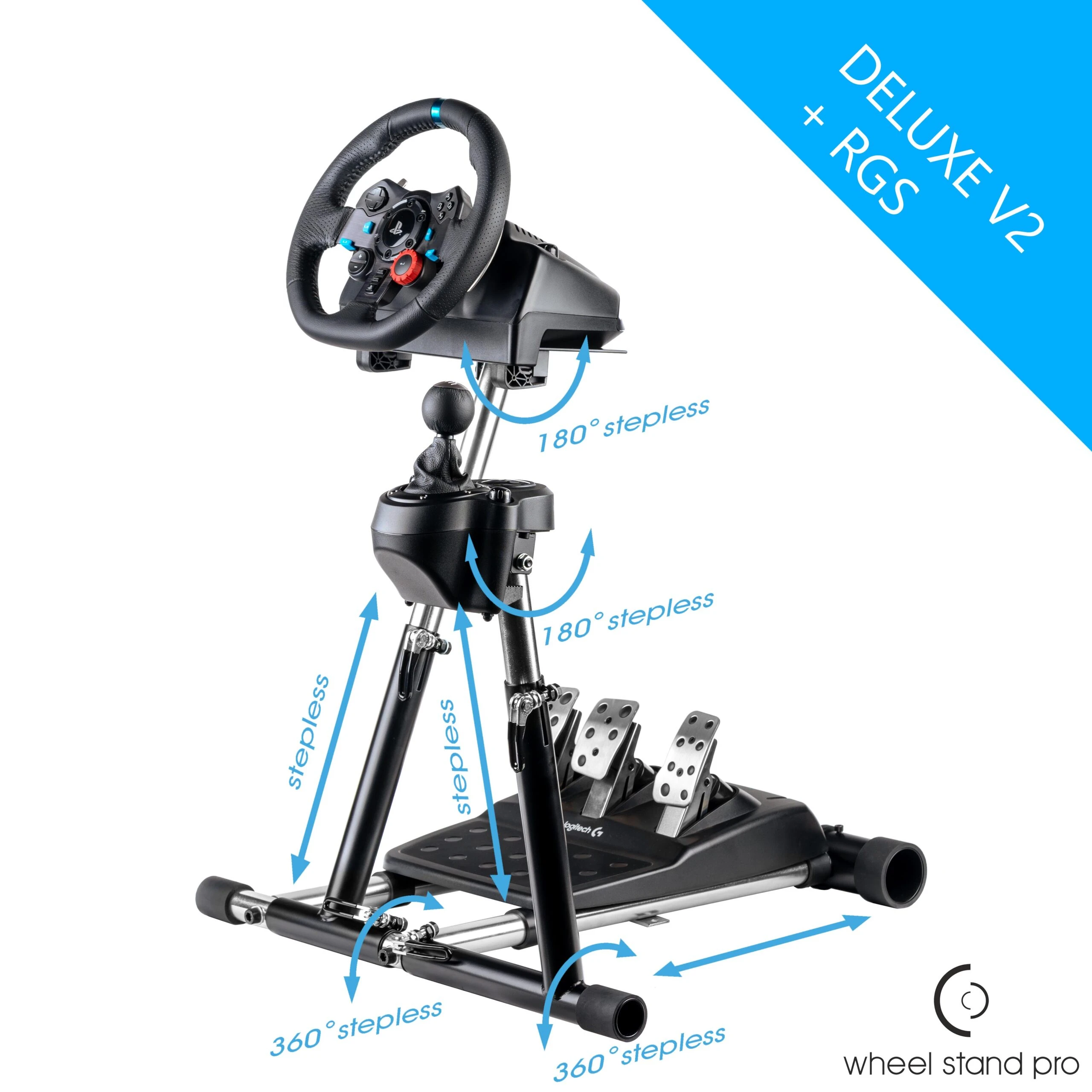 Wheel Stand Pro for Logitech G29/G920 + RGS + GTS – Deluxe V2 Wheel Stand Pro for Logitech G29/G920 + RGS + GTS – Deluxe V2 by Wheel Stand Pro - Rigs